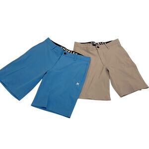 SET OF TWO Hurley All Day Hybrid 9.5" Shorts Size 32 in Light Blue & Gray - Golf